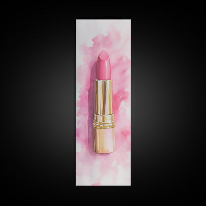 Pink Lipstick Canvas Print Feminine Pink Abstract Art Light Pink Wall Art Whimsical Art Rustic Decor Vertical Gift Idea Above Sofa