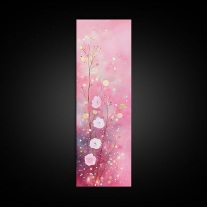 Ethereal Wildflower Painting Framed Canvas Print Featuring Dreamy Pink Abstract Art Perfect Living Room and Boho Aesthetic Spaces