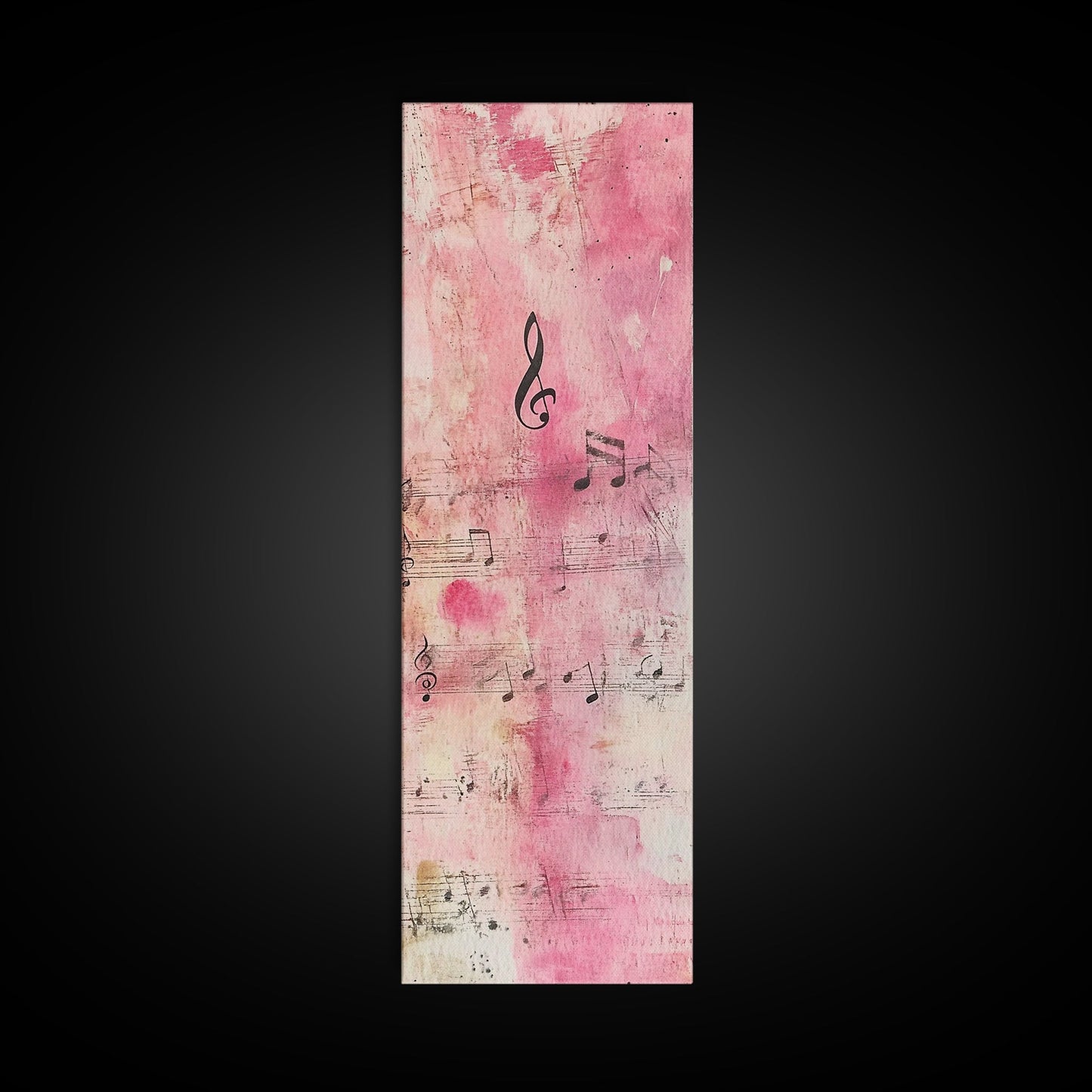 Musical Notes Abstract Canvas Print Pink Abstract Art Whimsical Art Rustic Decor Gift Idea Music Lovers Light Pink Wall Art