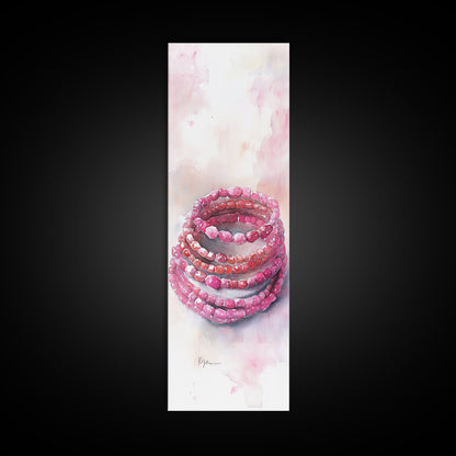 Gemstone Stack Canvas Print Whimsical Watercolor Art Pink Crystal Wall Art Bedroom Decor Gem Lover Unique Living Room Art