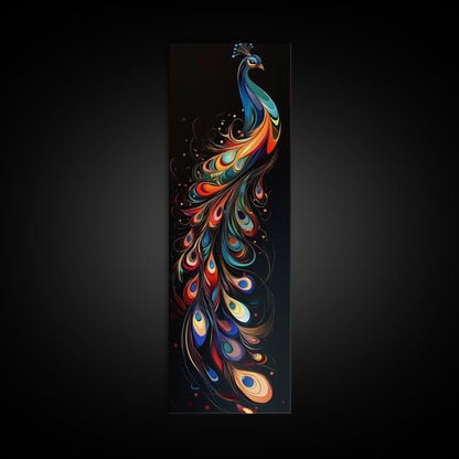 Whimsical Peacock Wall Art Canvas Print with Bold Modern Design and Boho Decor, Perfect Accent for Bedroom or Living Room Art