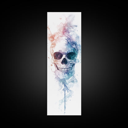Skull Art Framed Canvas Print in Ethereal Watercolor Design, Halloween Decor and Moody Wall Art with Rustic Aesthetic Appeal