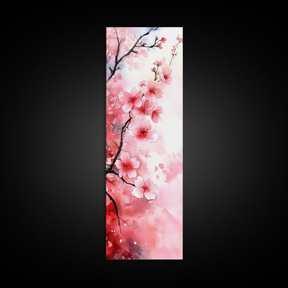 Cherry Blossom Framed Canvas Print, Japanese Inspired Wall Art, Pink Botanical Artwork, Minimalist Living Room Decor, Gift Idea