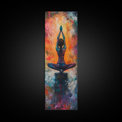 Yoga Art Framed Canvas Print Meditation Decor Zen Wall Art Vibrant Painting Vertical Art for Bedroom or Yoga Room