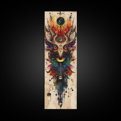 Enchanted Deer Canvas Print Featuring Sacred Geometry, Vibrant Color Palette, Boho Art And Ideal Living Room Rustic Wall Decor