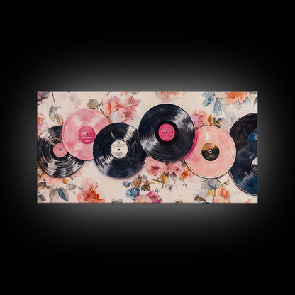 Vinyl Record Nostalgia Canvas Print Featuring Music Wall Art Retro Wall Art Pink Wall Art Moody Art Rustic Art Guest Room Living Decor