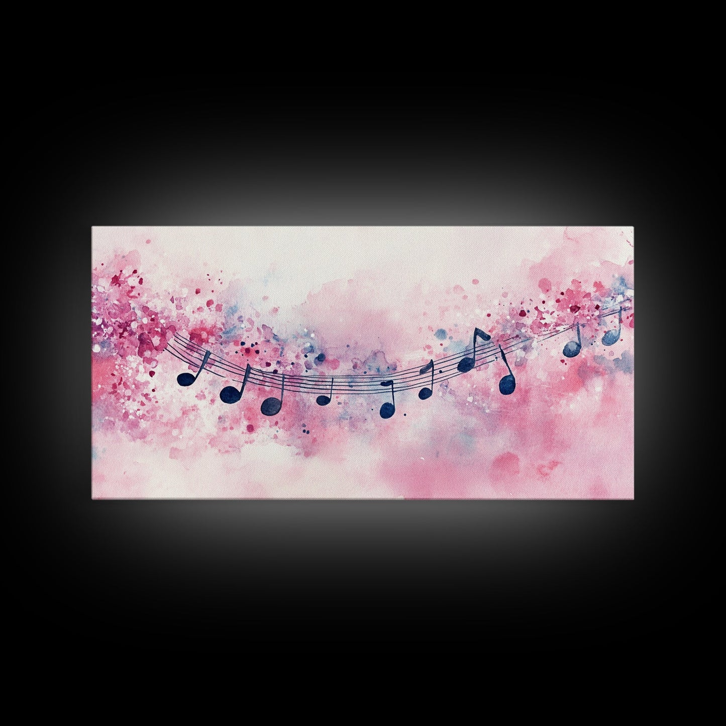 Music Notes Canvas Print Pink Abstract Art Musical Gift Idea Therapy Room Decor Boho Minimalist Wall Art Living Room Accent