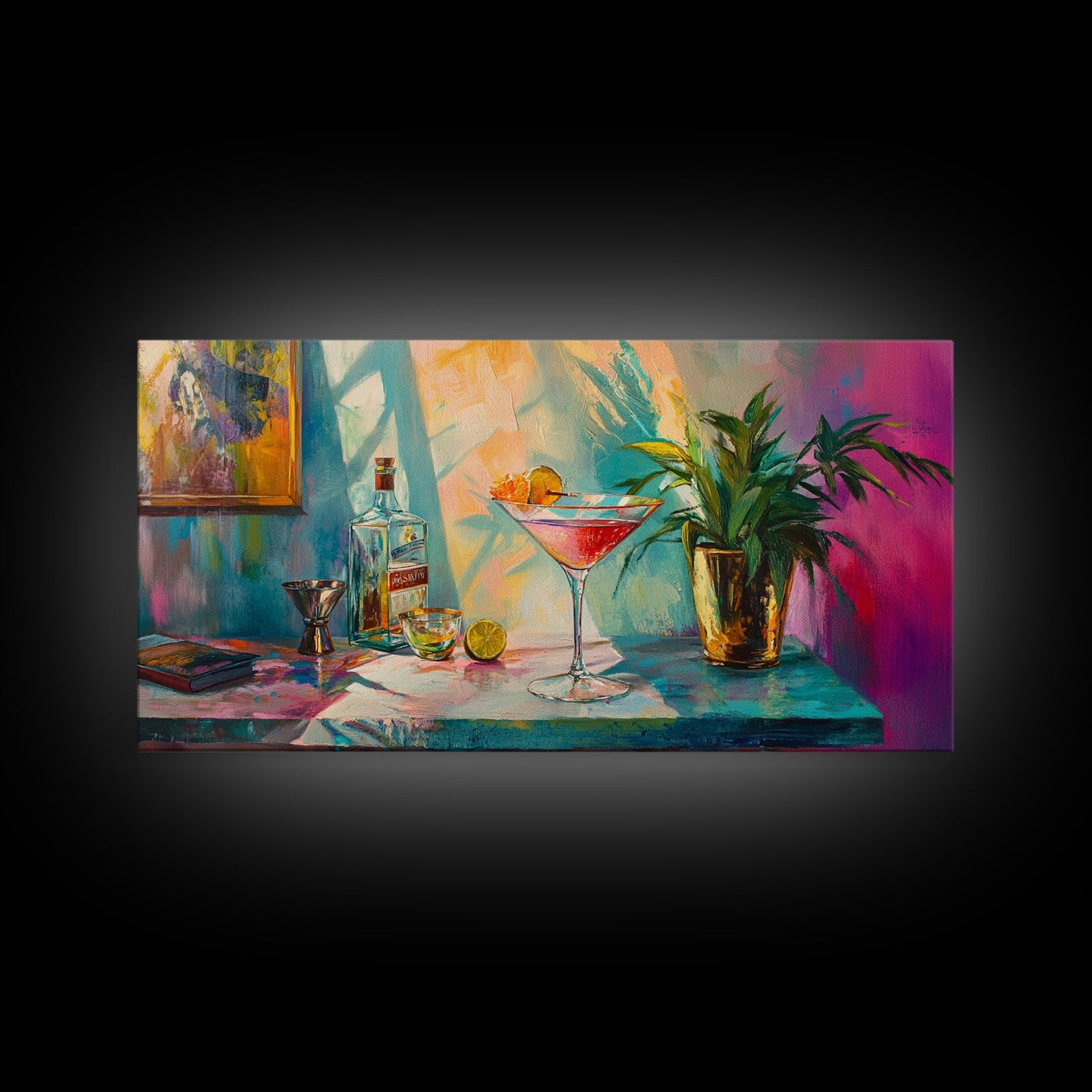 Martini Cocktail Canvas Print Colorful Bar Wall Art Vibrant Foodie Home Decor Gift Idea Kitchen Modern Party Drink Art Living Room