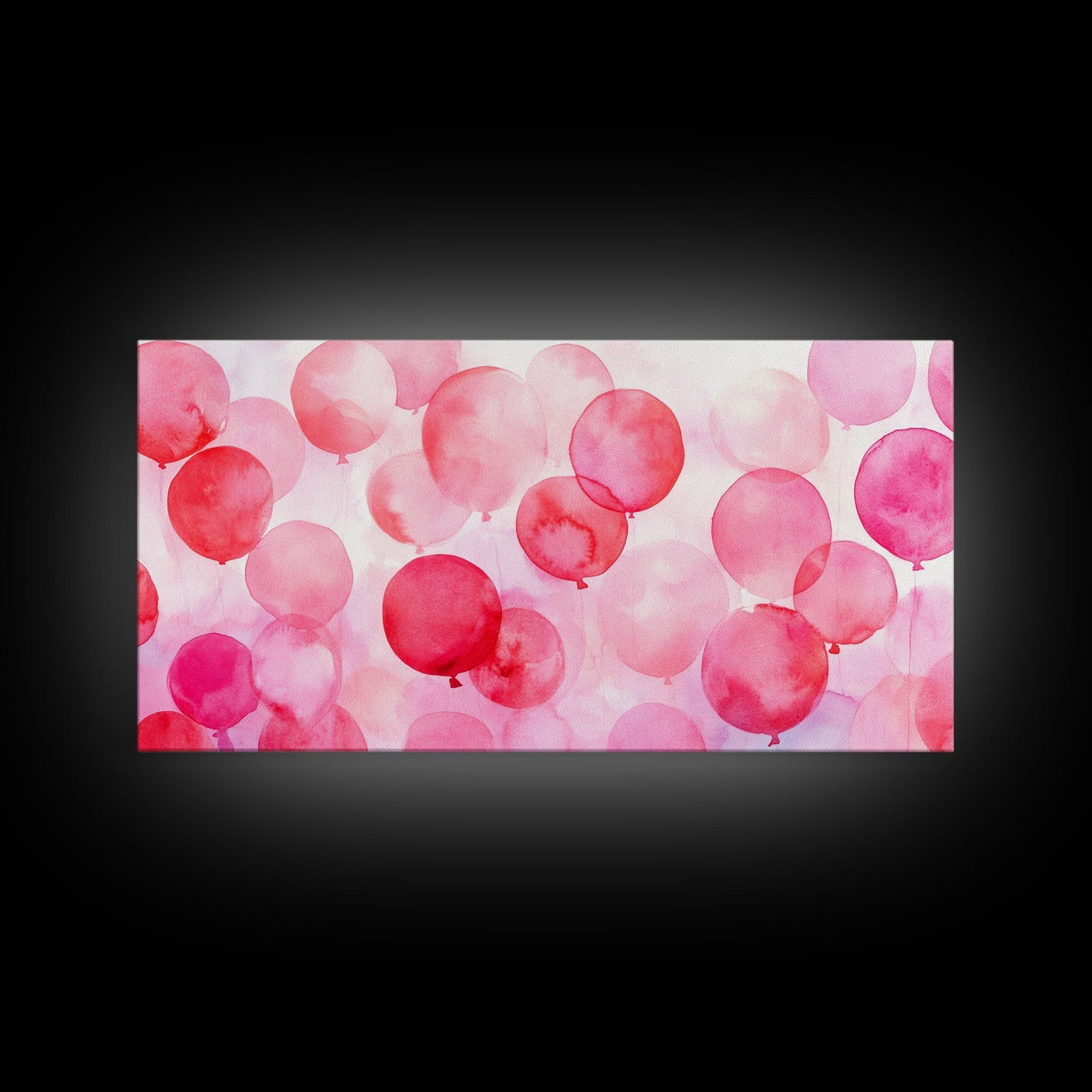 Pink Balloon Canvas Print - Light Pink Wall Art Boho Birthday Celebration Art Minimalist Decor Living Room Horizontal Art