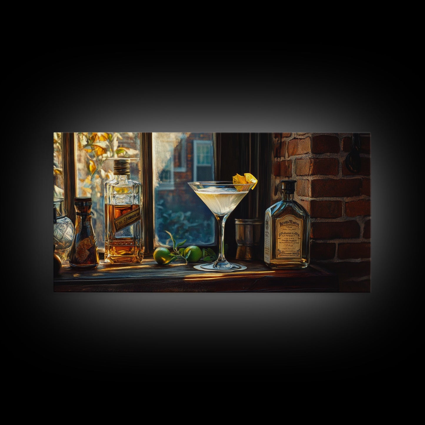 Rustic Martini Art Framed Canvas Print - Cozy Espresso Martini Wall Art - Fall Home Bar Decor - Kitchen Food Review Kitchen Art