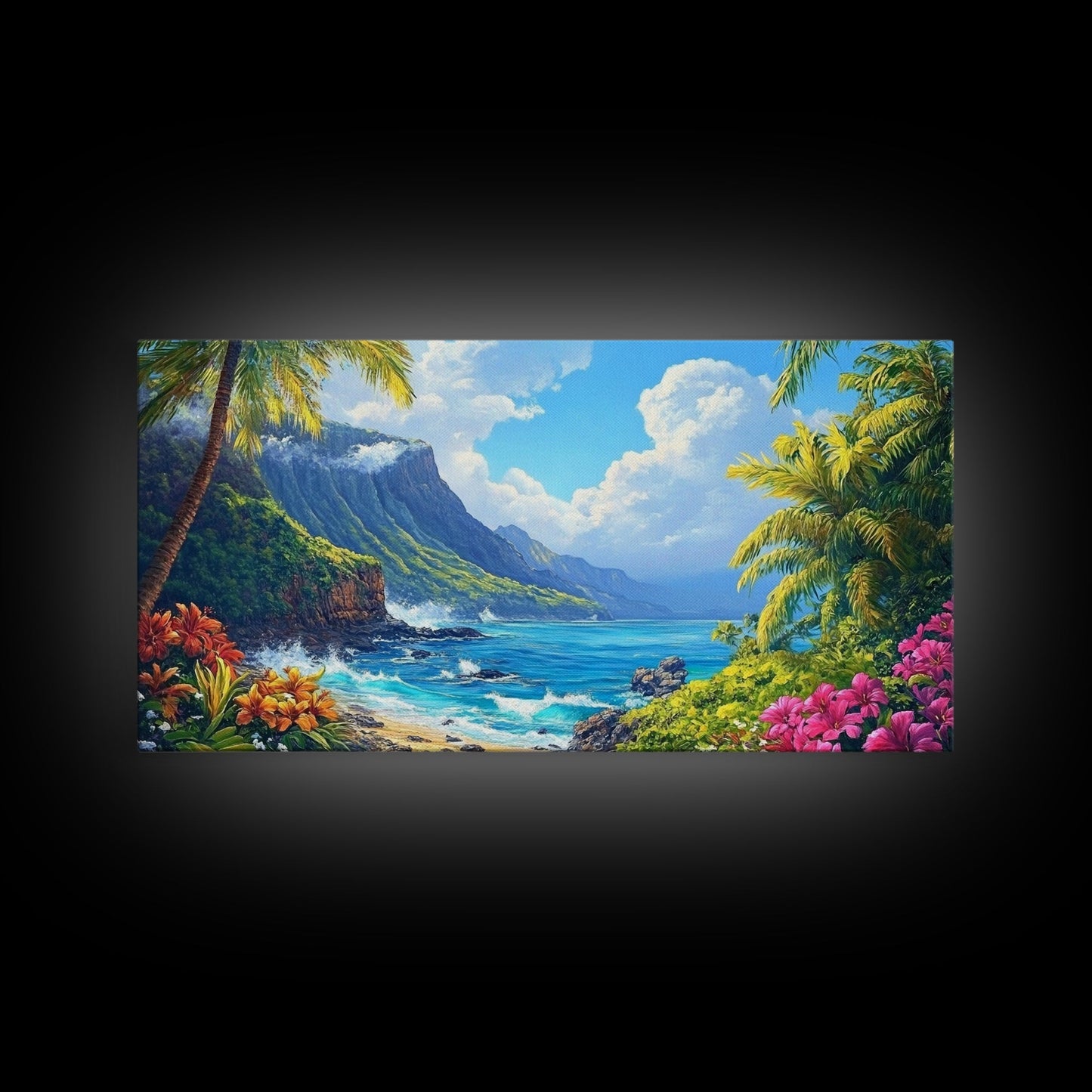 Tropical Beachscape Canvas Print Coastal Landscape Art Hawaii Decor Living Room Art Above Couch Art Nautical Wall Art Gift Idea