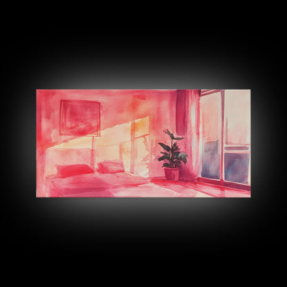 Sunny Bedroom Canvas Print Light Pink Wall Art Minimalist Decor Cherry Wall Art Therapy Art Rustic Bedroom Art Boho Art Gift Idea