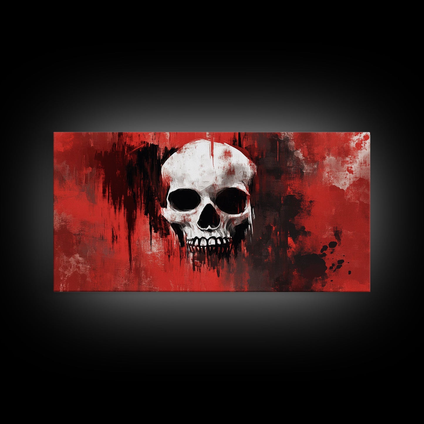 Skull Art Framed Canvas Print, Moody Dark Abstract Wall Decor, Gothic Bedroom Art, Unique Halloween Wall Art Gift, Dark Angels Decor