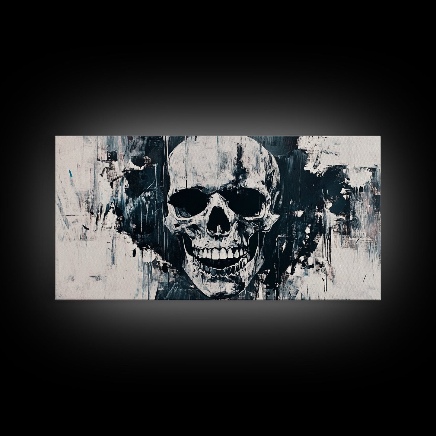 Gothic Skull Art Canvas Print, Dark Moody Abstract Wall Decor, Halloween Living Room Art, Unique Therapy Art Gift, Dark Angels Print