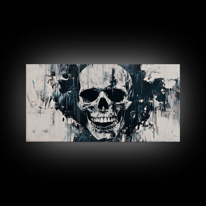 Gothic Skull Art Canvas Print, Dark Moody Abstract Wall Decor, Halloween Living Room Art, Unique Therapy Art Gift, Dark Angels Print