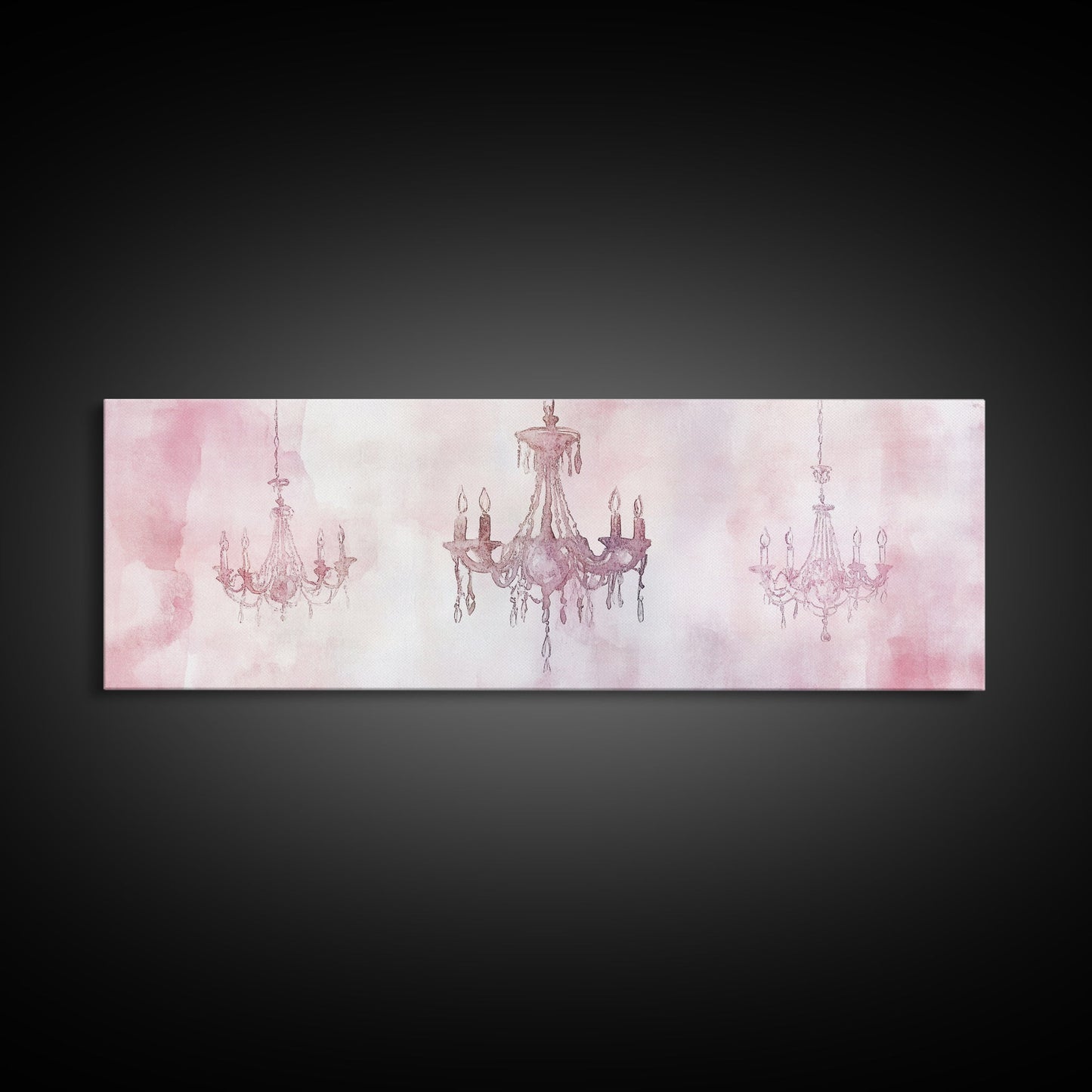 Elegant Chandelier Art Framed Canvas Print Light Pink Wall Art Minimalist Décor Horizontal Art Bedroom Living Room Gift Idea