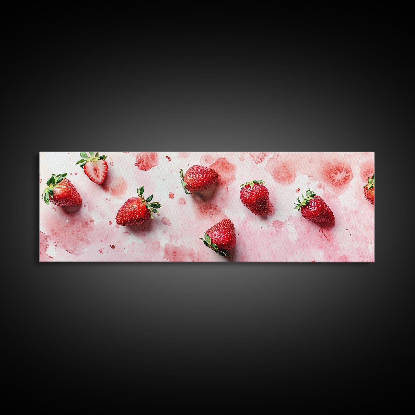 Strawberry Fruit Kitchen Art Framed Canvas Print Rustic Decor Horizontal Wall Art Living Room Art Whimsical Botanical Prints