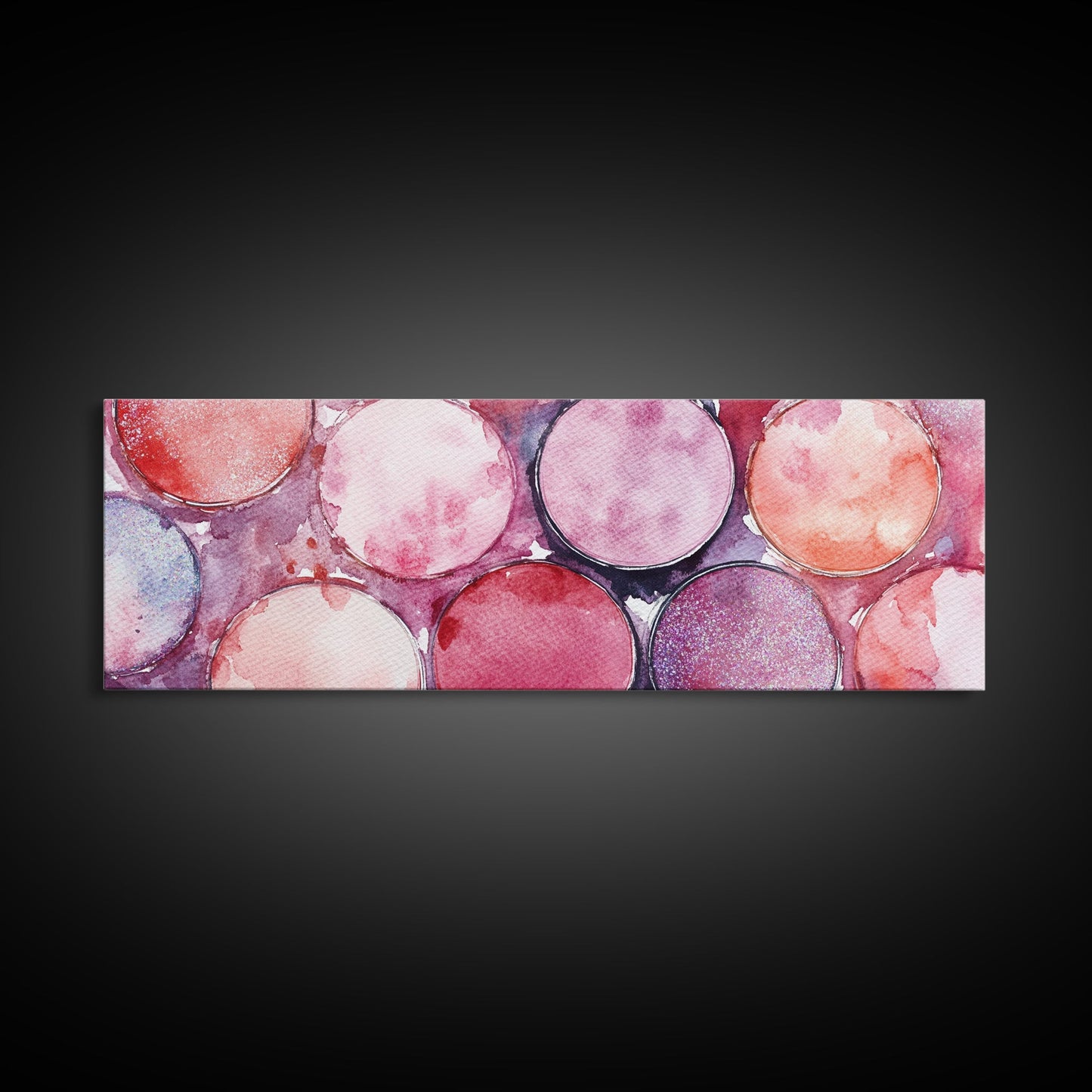 Glitter Eyeshadow Art Canvas Print Makeup Lover Decor Light Pink Abstract Wall Art Bedroom Aesthetic Makeup Room Glamorous Artwork