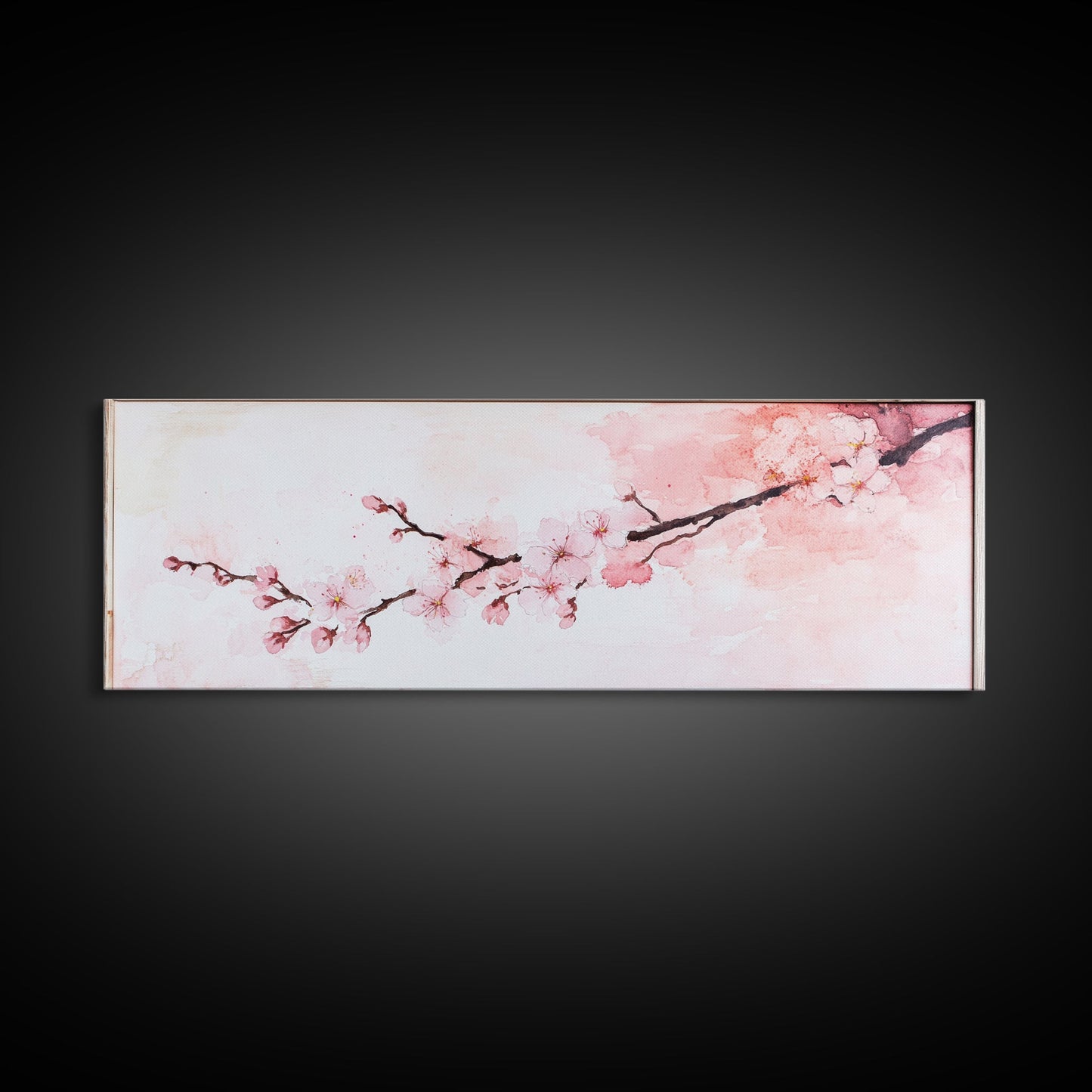 Cherry Blossom Framed Canvas Print, Japanese Sakura Wall Art, Light Pink Decor, Minimalist Botanical Artwork, Bedroom or Living Room Art