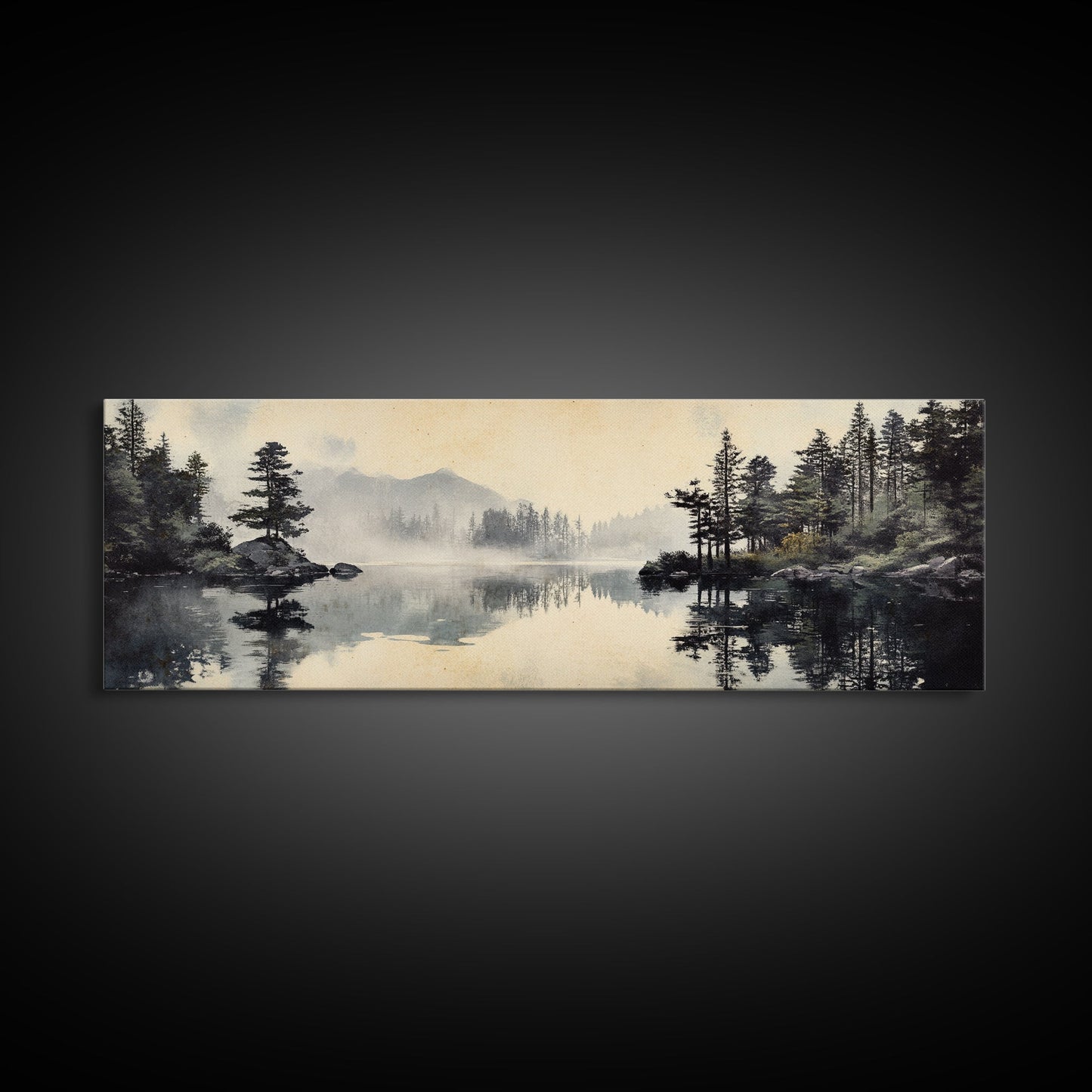 Tranquil Woodland Reflection Canvas Print, Lake Tahoe Art, Smoky Mountain Art, Coastal Landscape Art, Bedroom Art, Rustic Decor
