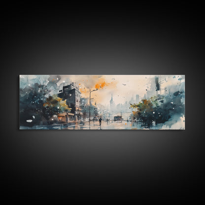 Moody Urban Streetscape Canvas Print, Lofi Art, Southwest Wall Art, Modern Cityscape Art, Above Couch Artwork, Urban Living Room Decor