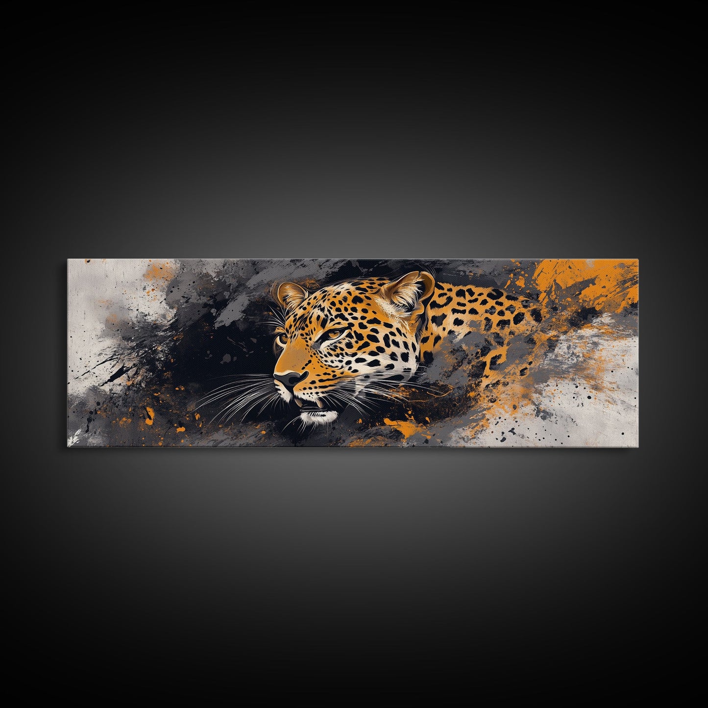 Dynamic Jungle Leopard Framed Canvas Print - Bold Wildlife Painting, African Wall Art, Safari Decor, Gift Idea For Him, Bedroom Wall Accent