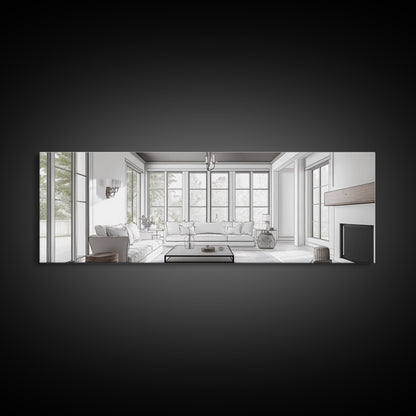 Extra Wide Canvas Print Living Room Art Modern Wabi Sabi Art Panoramic Neutral Design Rustic Farmhouse Minimalist Wall Decor