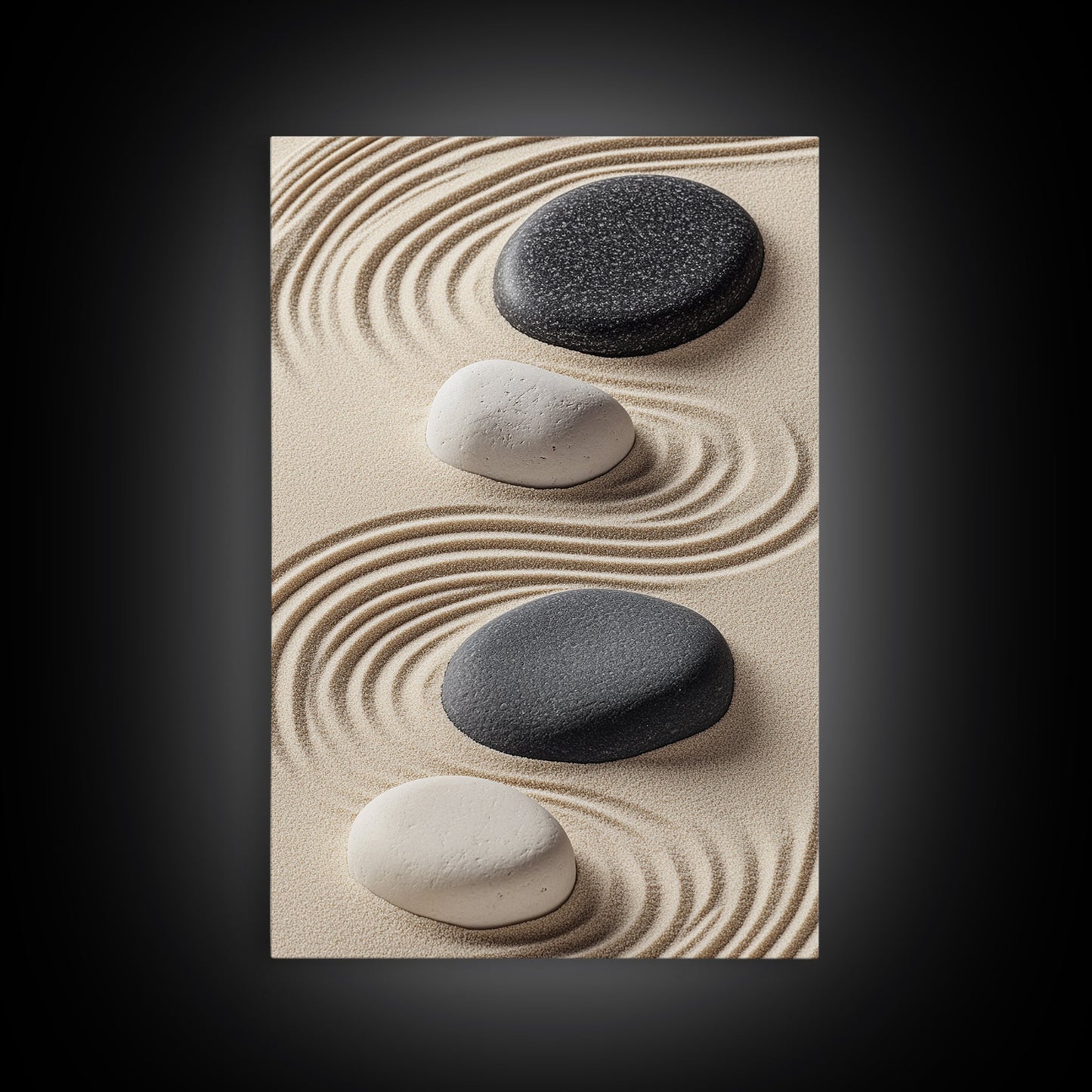 Black White Zen Stones Canvas Print Minimalist Zen Wall Art Wabi Sabi Artwork Rustic Zen Decor Living Room Art Bedroom Artwork