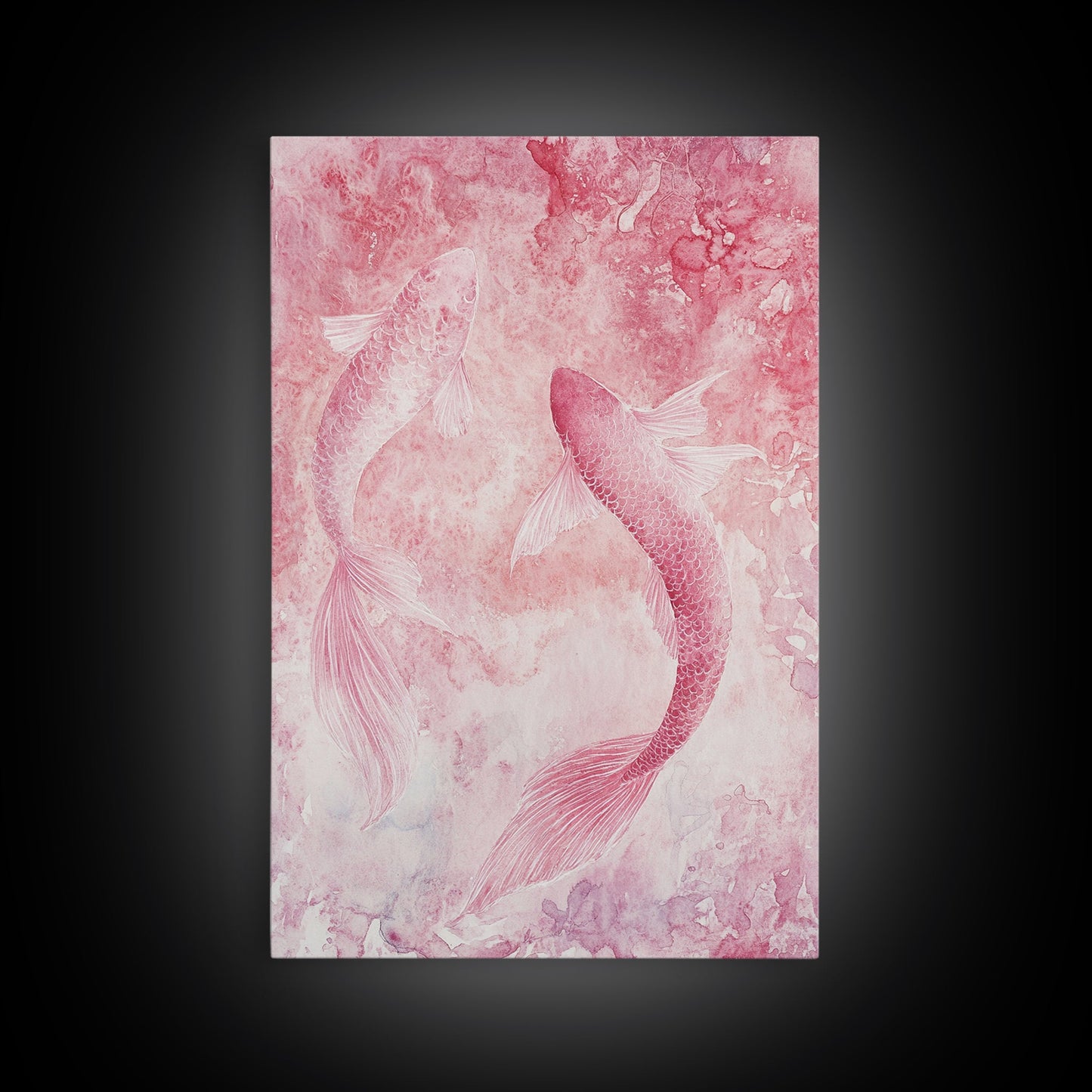 Canvas Print Koi Fish Painting Pink Abstract Art Zen Wall Art Minimalist Artwork Living Room Decor Gift Idea Bedroom Wall Art