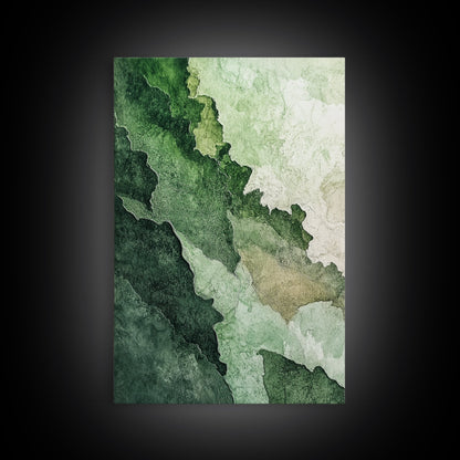 Textured Green Framed Canvas Print, Sage Green Wall Art, Modern Rustic Decor, Minimalist Bedroom Art, Vertical Skinny Wall Art