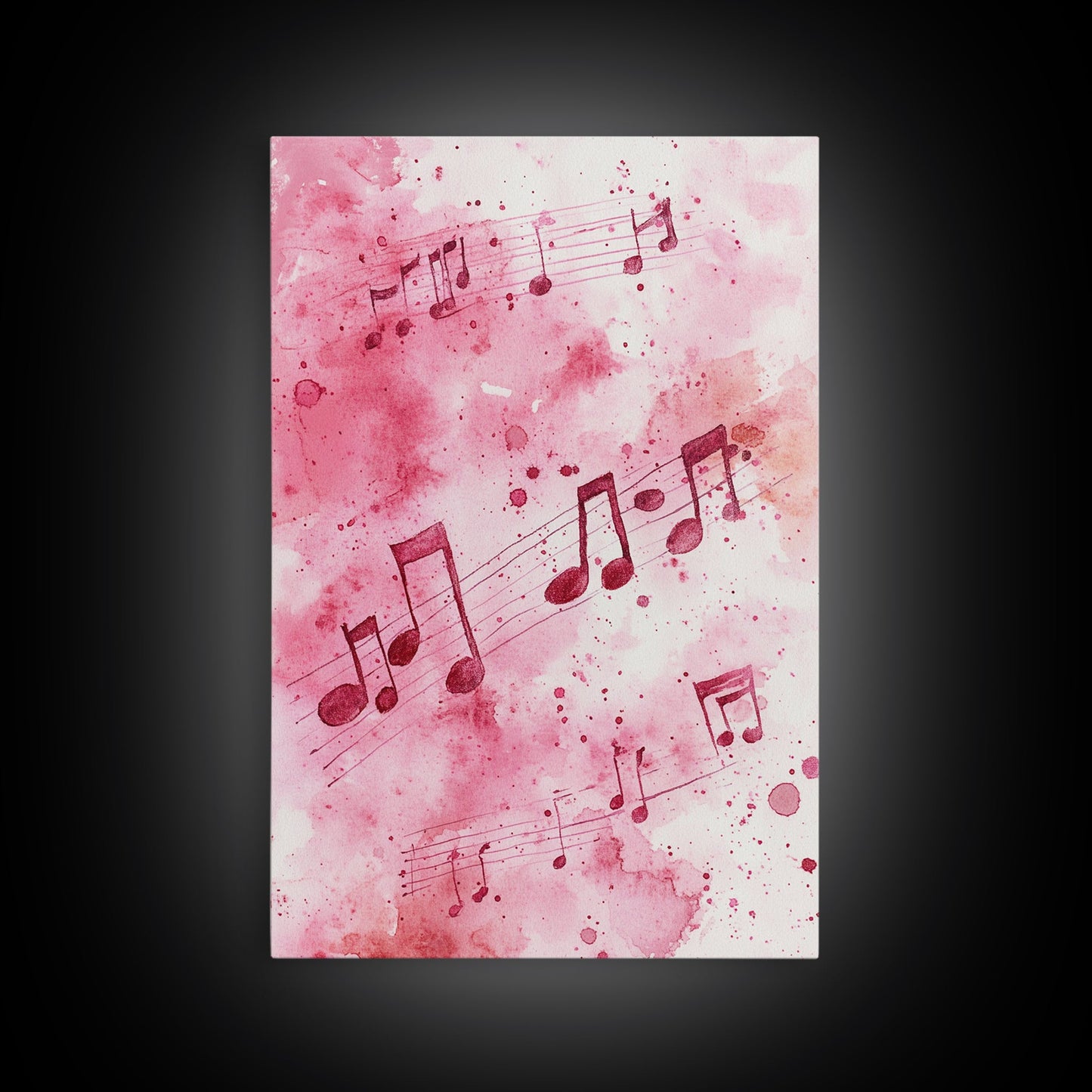 Musical Notes Canvas Print, Pink Abstract Watercolor Art, Music Lovers Gift, Therapy Wall Art, Light Pink Bedroom Living Room Decor