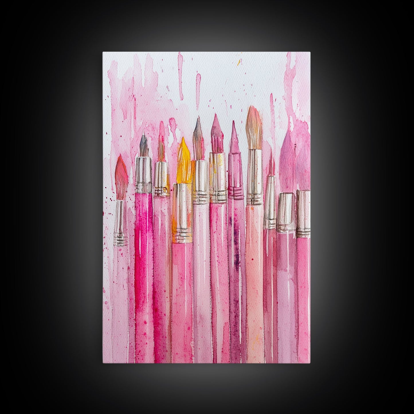 Painterly Brushes Canvas Print Pink Abstract Art Whimsical Art Rustic Decor Minimalist Dorm Wall Art Gift Idea Art Nouveau