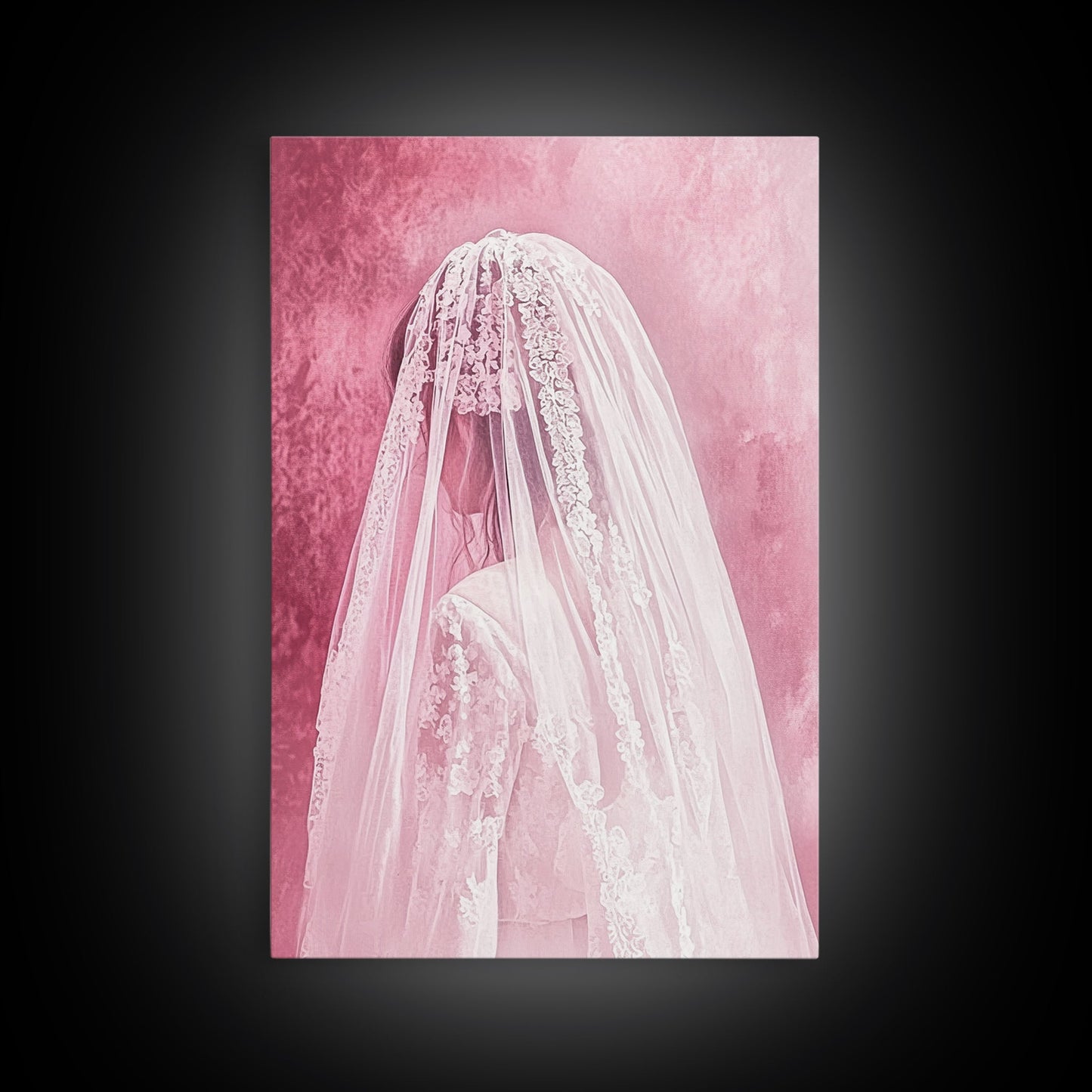 Bride Silhouette Canvas Print Angel Art Prints Pink Wall Art Bedroom Decor Romantic Artwork Wedding Gift Light Pink Art