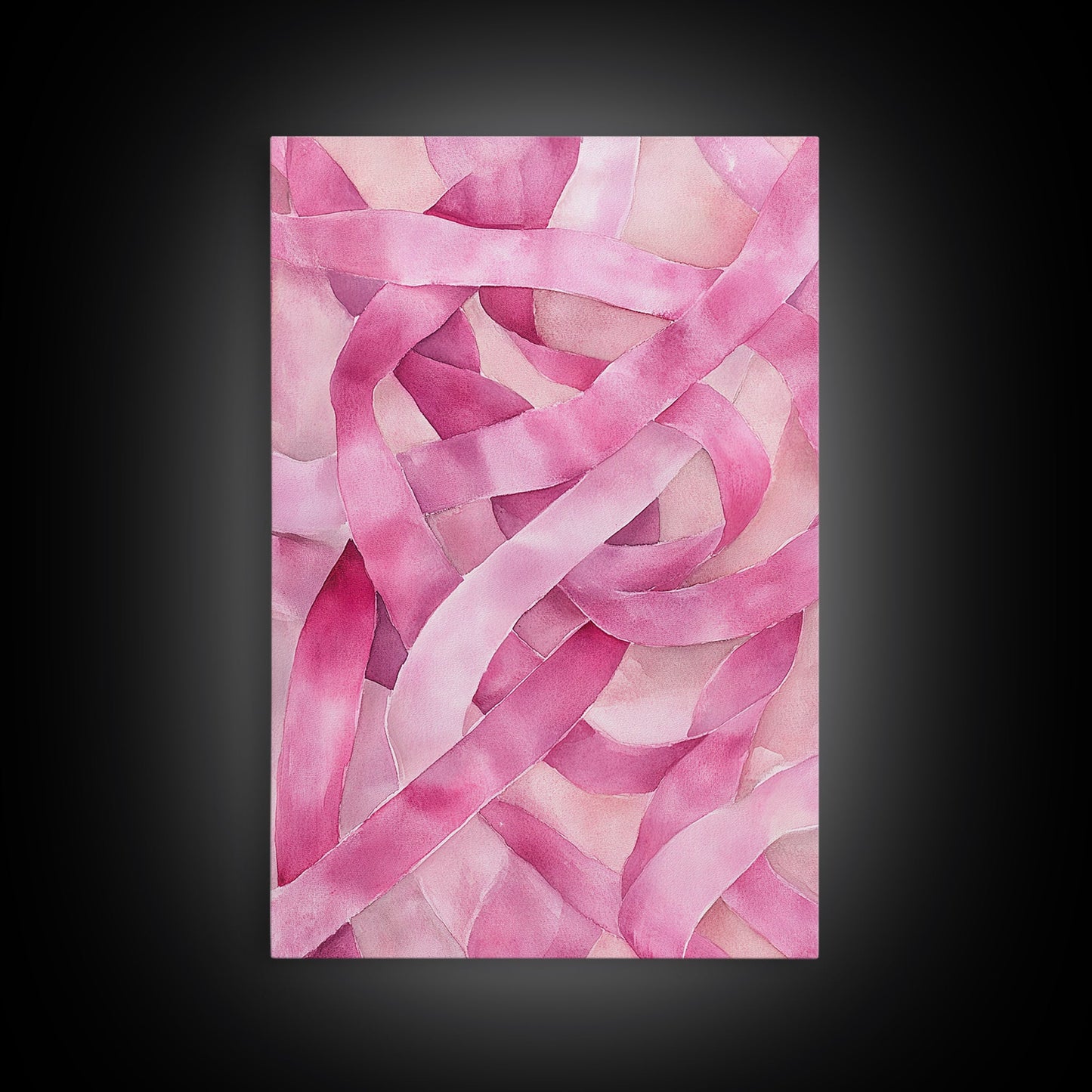 Abstract light pink wall art modern ribbons canvas print perfect addition to minimalist aesthetic boho decor vertical skinny art