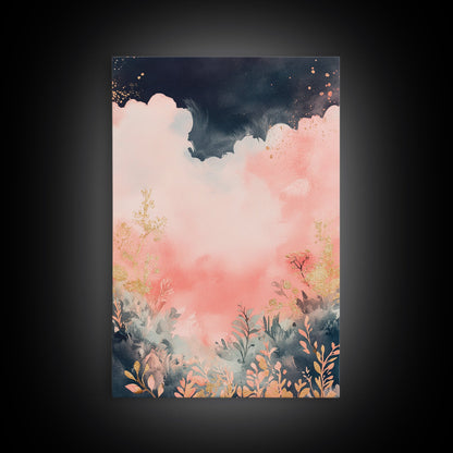 Moody dark romance painting with gold accents framed canvas print autumn-inspired wall decor rustic wabi sabi art farmhouse gift