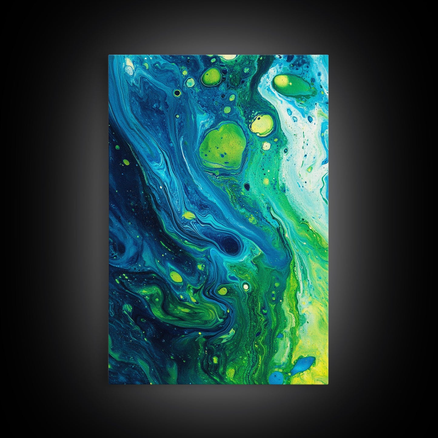 Blue and Green Abstract Canvas Print, Stunning Geometric Wall Art Ideal for Nautical Decor or Contemporary Above Couch Wall Art