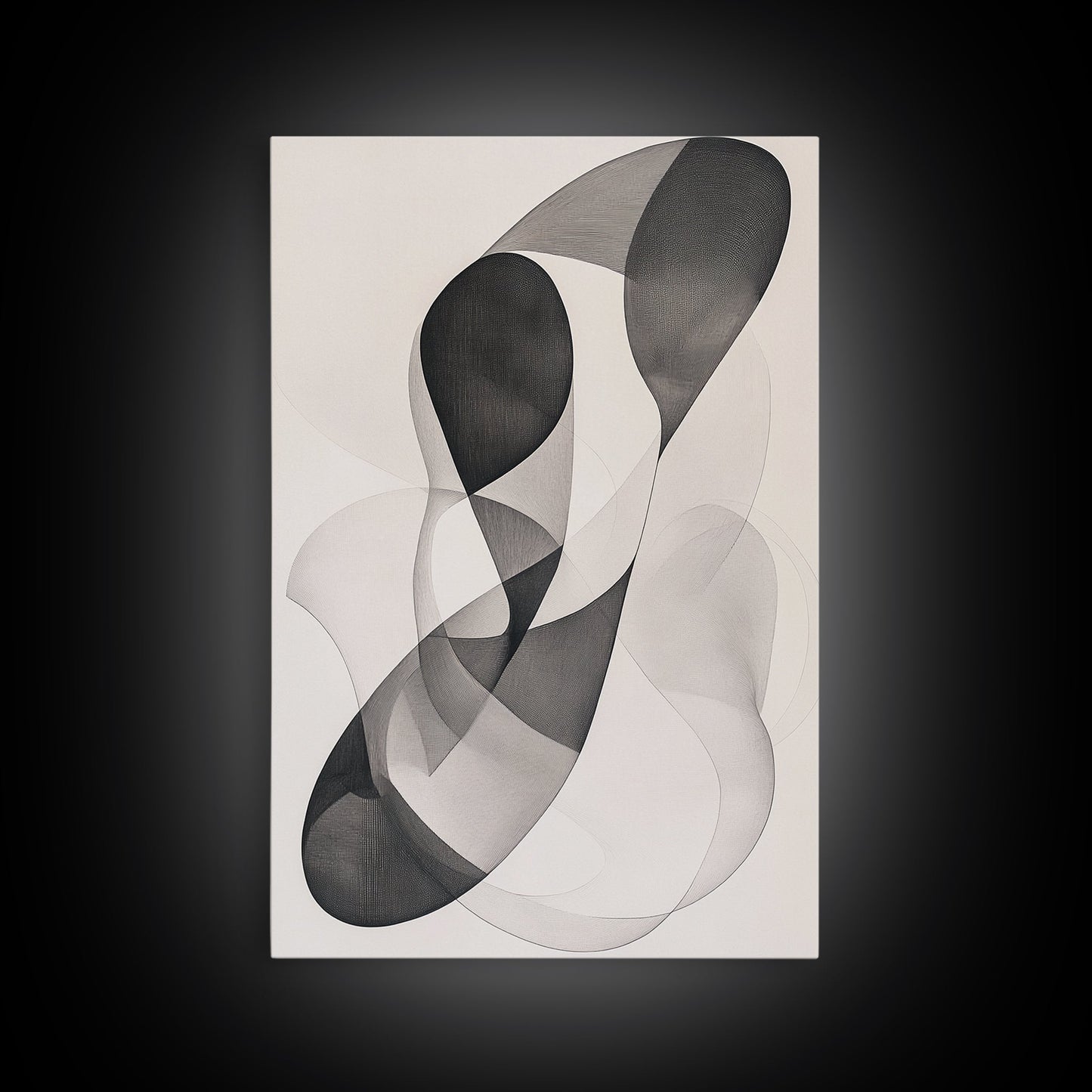 Dynamic Monochrome Abstract Canvas Print Minimalist Line Art Modern Wall Decor Gift Idea Living Room Stylish Contemporary Artwork