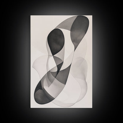 Dynamic Monochrome Abstract Canvas Print Minimalist Line Art Modern Wall Decor Gift Idea Living Room Stylish Contemporary Artwork