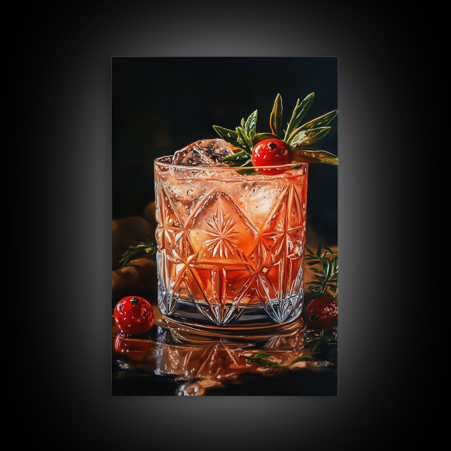 Cranberry Cocktail Canvas Print | Food Review Kitchen Art | Espresso Martini Wall Art | Rustic Kitchen Bar Decor Gift Idea Artwork