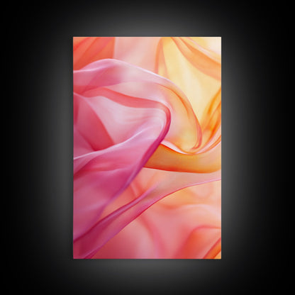 Sheer Pink and Orange Canvas Print with Light Pink Wall Art Aesthetic and Minimalist Zen Decor for Bedroom or Guest Room