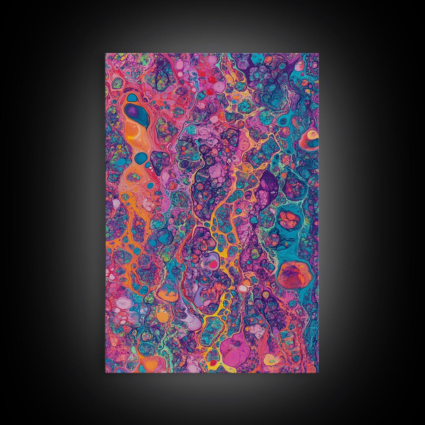 Psychedelic Swirls Abstract Framed Canvas Print Colorful Moody Art Sacred Geometry Wall Art Living Room Boho Decor