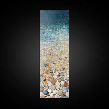 Beach Shoreline, coastal painting, mosaic wall art, ocean decor, nautical wall art, farmhouse art, Framed Canvas Print, rustic decor