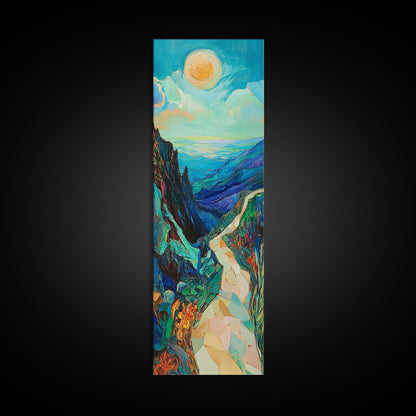 Mountain Painting, Canvas Print, sunset wall art, pink orange wall art, extra wide art, panoramic painting, landscape painting