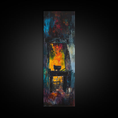 Witch cauldron, dark romance painting, moody art, gothic decor, black magic wall art, Halloween art, framed canvas print