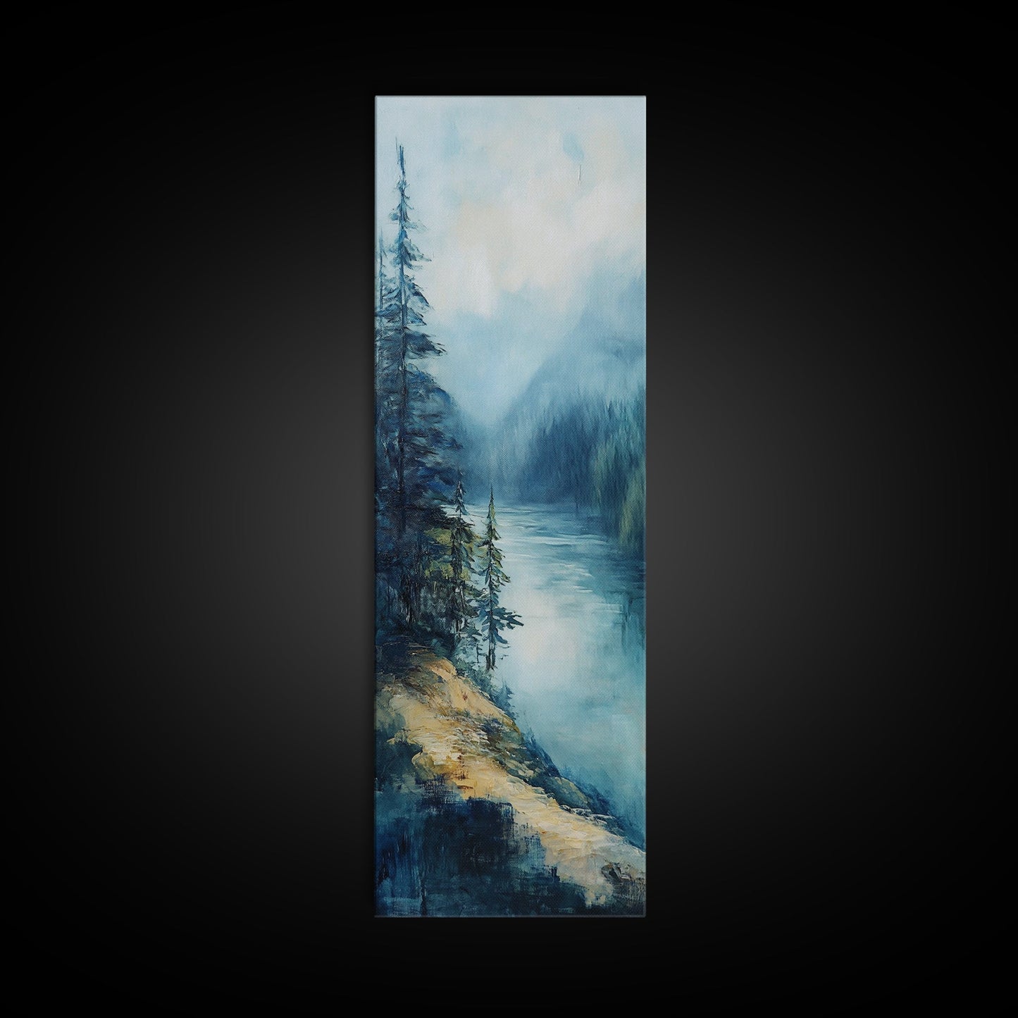 Misty Forest, lake Tahoe art, mountain painting, smoky mountain art, rustic decor, framed canvas print, landscape painting