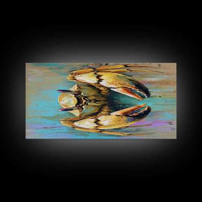 Krabbenbild, Küstendeko, Maritime Wandkunst, Rustikale Kunst, Gerahmter Leinwanddruck, Meereskunst, Strandhauskunst, Kunst mit Meeresmotiven