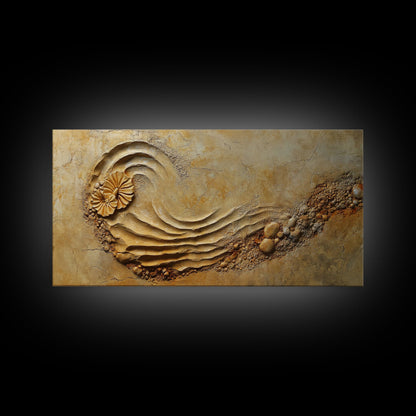 Textured Wave Art, Coastal Decor, Beach House Wall Art, Nautical Painting, Framed Canvas Print, Ocean Inspired Art, Rustic Wall Art