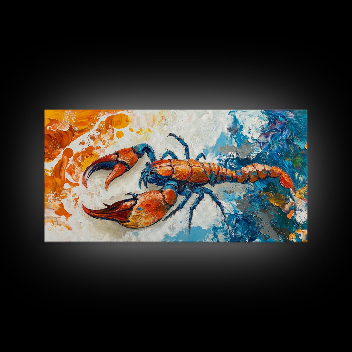 Crayfish Painting, Coastal Decor, Nautical Wall Art, Rustic Art, Framed Canvas Print, Marine Life Artwork, Ocean Inspired Art