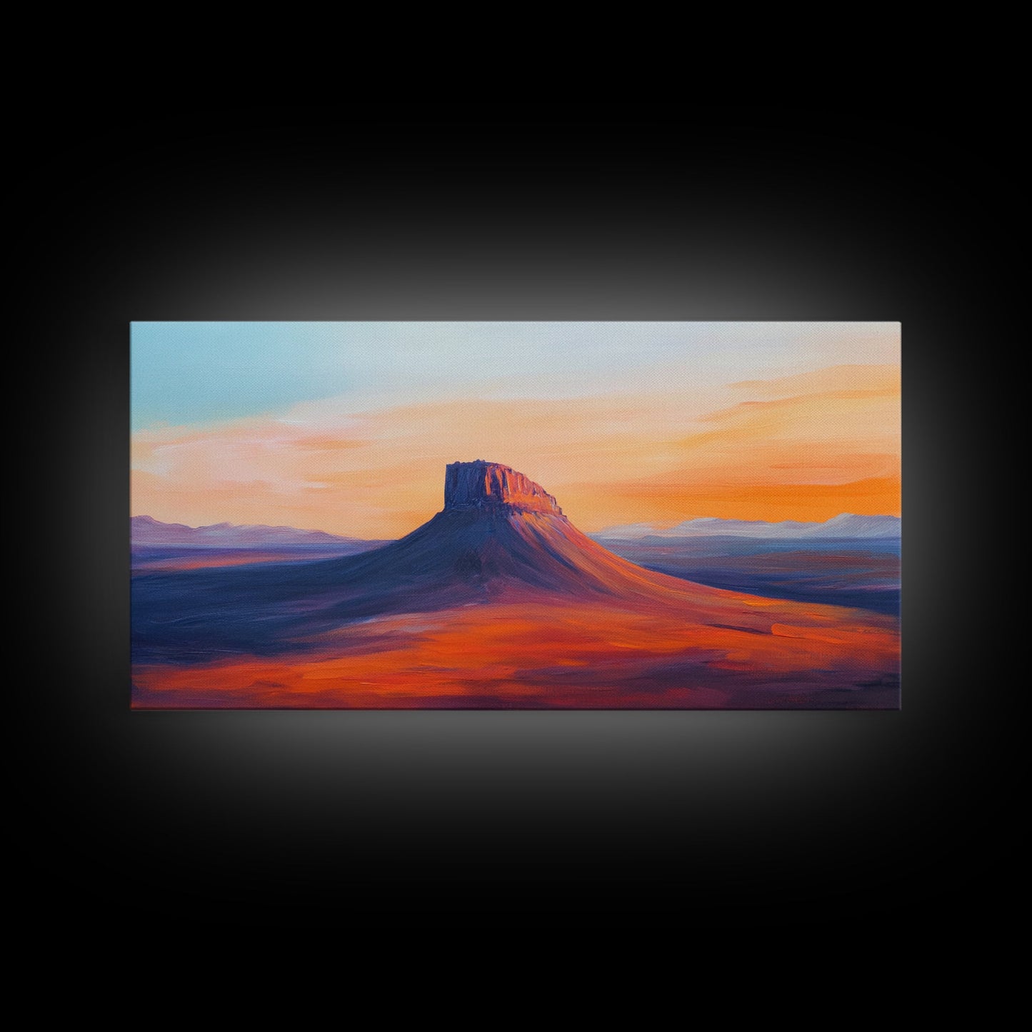 Southwest Landscape, Mountain Painting, Rustic Decor, Framed Canvas Print, Desert Sunset Art, Joshua Tree Art, Earthy Tones Art