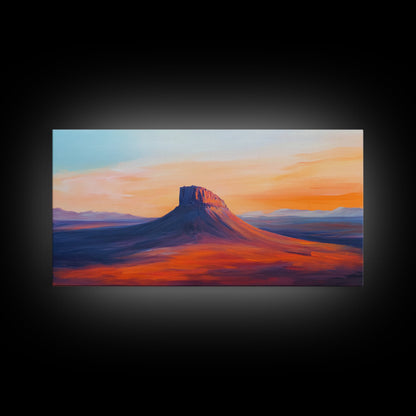 Southwest Landscape, Mountain Painting, Rustic Decor, Framed Canvas Print, Desert Sunset Art, Joshua Tree Art, Earthy Tones Art